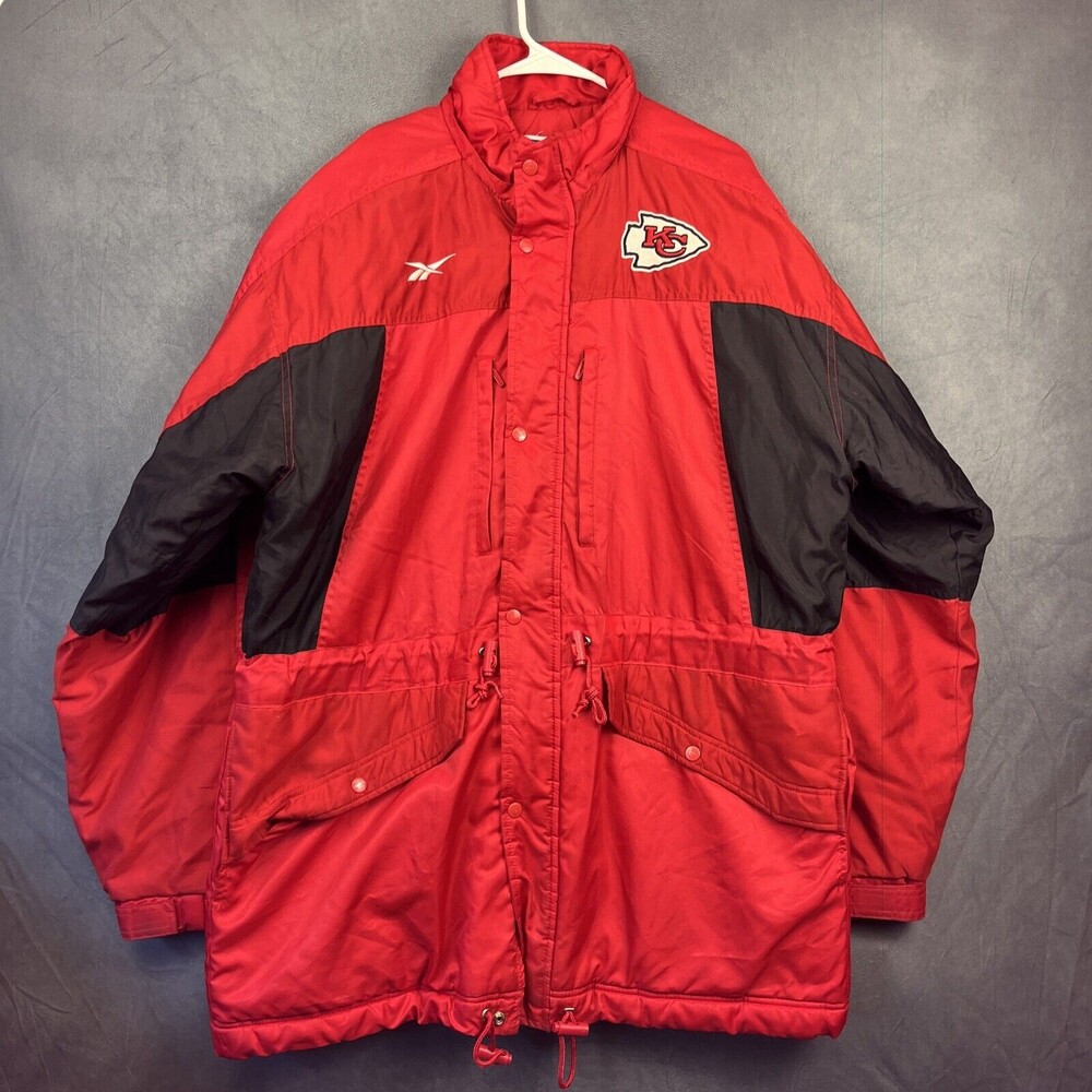 Vintage 90's Reebok Pro Line Kansas City Chiefs Jacket Mens L Red Black NFL